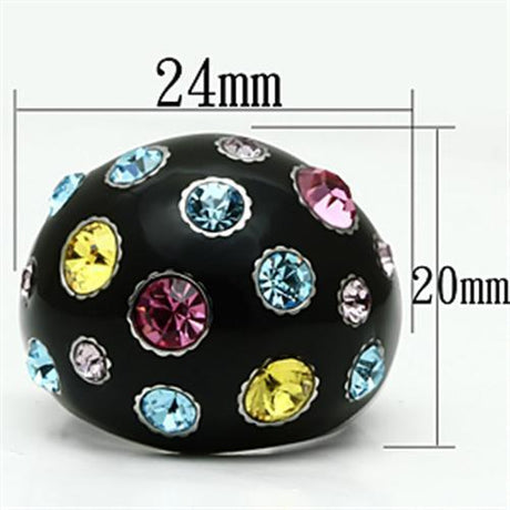 High polished (no plating) Stainless Steel Ring with Top Grade Crystal  in Multi Color