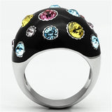 High polished (no plating) Stainless Steel Ring with Top Grade Crystal  in Multi Color