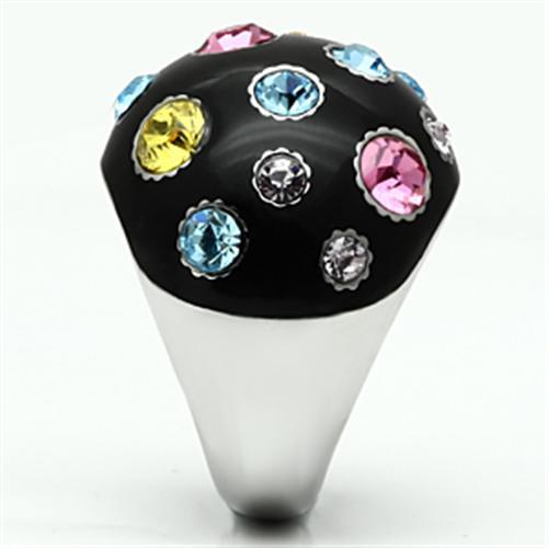 High polished (no plating) Stainless Steel Ring with Top Grade Crystal  in Multi Color