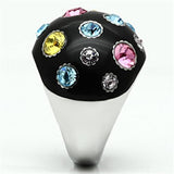 High polished (no plating) Stainless Steel Ring with Top Grade Crystal  in Multi Color
