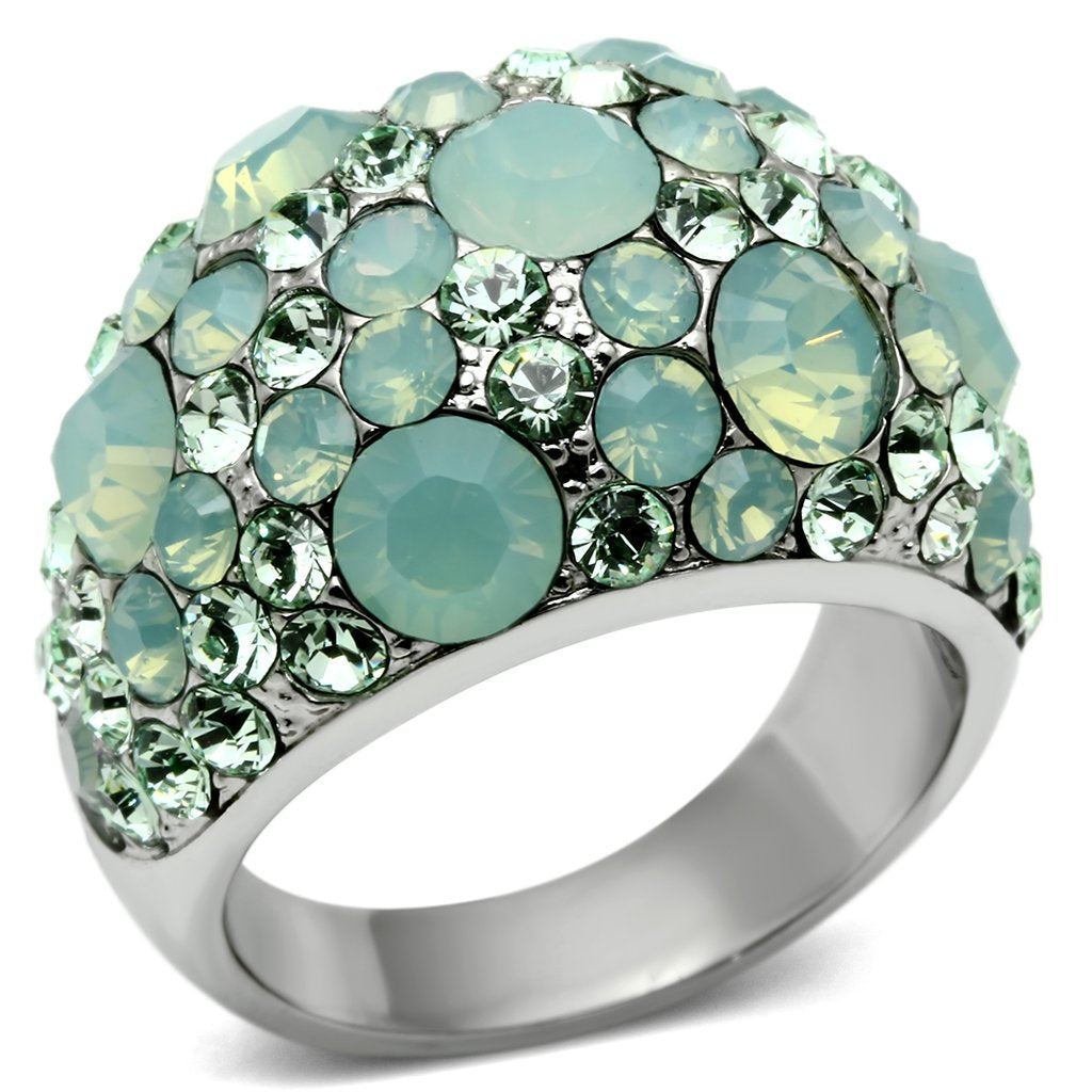 High polished (no plating) Stainless Steel Ring with Top Grade Crystal  in Multi Color