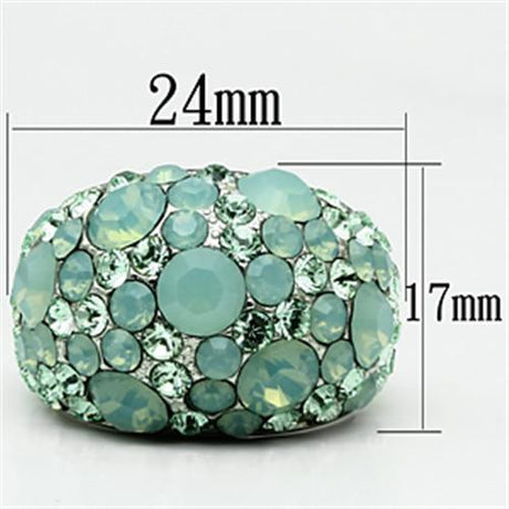 High polished (no plating) Stainless Steel Ring with Top Grade Crystal  in Multi Color
