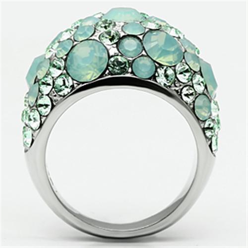 High polished (no plating) Stainless Steel Ring with Top Grade Crystal  in Multi Color