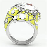 High polished (no plating) Stainless Steel Ring with Top Grade Crystal  in Clear