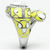 High polished (no plating) Stainless Steel Ring with Top Grade Crystal  in Clear