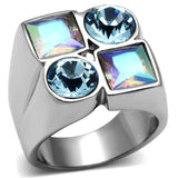 High polished (no plating) Stainless Steel Ring with Top Grade Crystal  in Multi Color