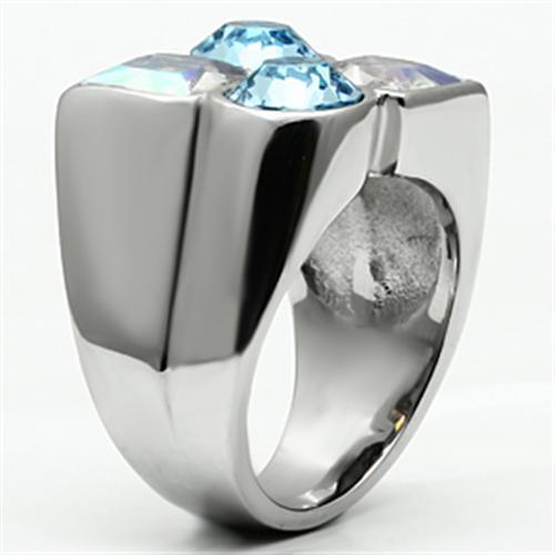 High polished (no plating) Stainless Steel Ring with Top Grade Crystal  in Multi Color