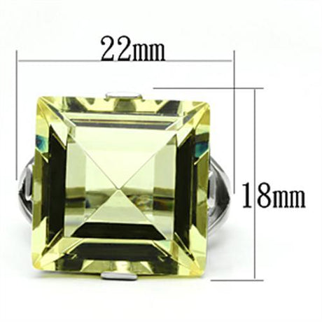 High polished (no plating) Stainless Steel Ring with Top Grade Crystal  in Citrine Yellow