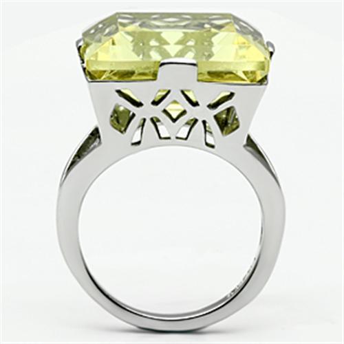 High polished (no plating) Stainless Steel Ring with Top Grade Crystal  in Citrine Yellow
