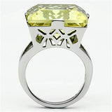 High polished (no plating) Stainless Steel Ring with Top Grade Crystal  in Citrine Yellow
