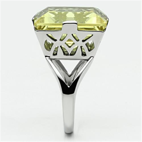 High polished (no plating) Stainless Steel Ring with Top Grade Crystal  in Citrine Yellow