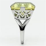 High polished (no plating) Stainless Steel Ring with Top Grade Crystal  in Citrine Yellow