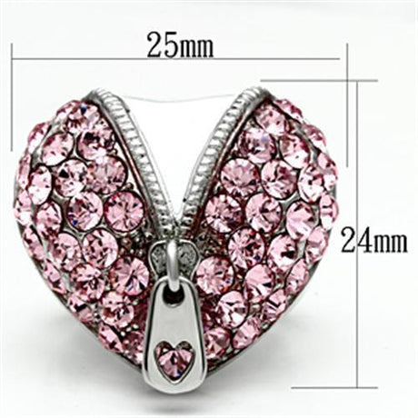 High polished (no plating) Stainless Steel Ring with Top Grade Crystal  in Rose