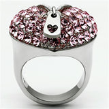 High polished (no plating) Stainless Steel Ring with Top Grade Crystal  in Rose