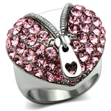 High polished (no plating) Stainless Steel Ring with Top Grade Crystal  in Rose