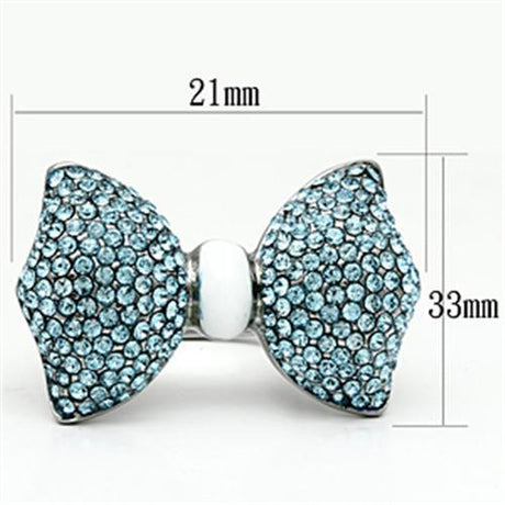 High polished (no plating) Stainless Steel Ring with Top Grade Crystal  in Sea Blue