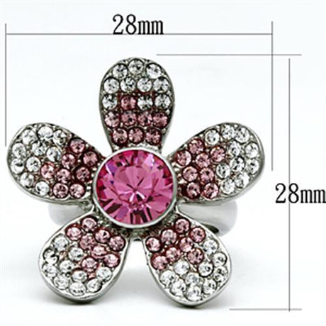 High polished (no plating) Stainless Steel Ring with Top Grade Crystal  in Rose