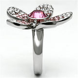 High polished (no plating) Stainless Steel Ring with Top Grade Crystal  in Rose