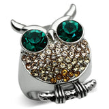 High polished (no plating) Stainless Steel Ring with Top Grade Crystal  in Emerald