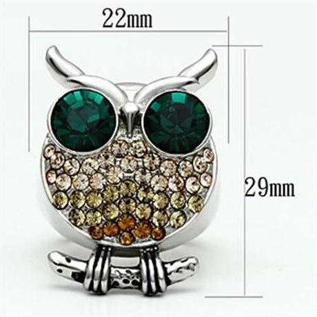 High polished (no plating) Stainless Steel Ring with Top Grade Crystal  in Emerald