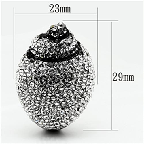 High polished (no plating) Stainless Steel Ring with Top Grade Crystal  in Clear