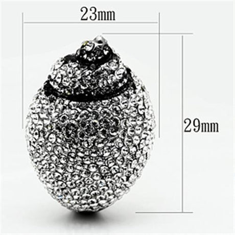 High polished (no plating) Stainless Steel Ring with Top Grade Crystal  in Clear