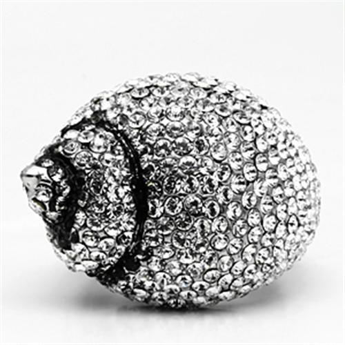 High polished (no plating) Stainless Steel Ring with Top Grade Crystal  in Clear