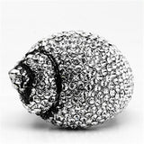 High polished (no plating) Stainless Steel Ring with Top Grade Crystal  in Clear