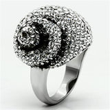 High polished (no plating) Stainless Steel Ring with Top Grade Crystal  in Clear