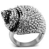 High polished (no plating) Stainless Steel Ring with Top Grade Crystal  in Clear