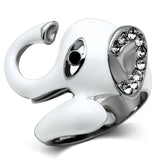 High polished (no plating) Stainless Steel Ring with Top Grade Crystal  in Jet