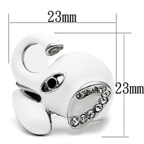 High polished (no plating) Stainless Steel Ring with Top Grade Crystal  in Jet