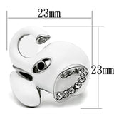 High polished (no plating) Stainless Steel Ring with Top Grade Crystal  in Jet