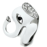 High polished (no plating) Stainless Steel Ring with Top Grade Crystal  in Jet