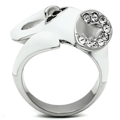 High polished (no plating) Stainless Steel Ring with Top Grade Crystal  in Jet
