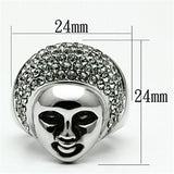 High polished (no plating) Stainless Steel Ring with Top Grade Crystal  in Black Diamond