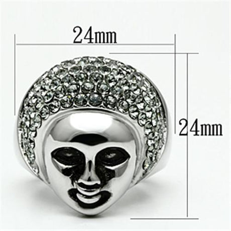 High polished (no plating) Stainless Steel Ring with Top Grade Crystal  in Black Diamond