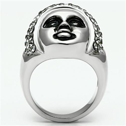 High polished (no plating) Stainless Steel Ring with Top Grade Crystal  in Black Diamond