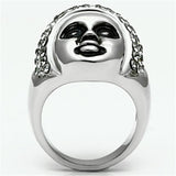 High polished (no plating) Stainless Steel Ring with Top Grade Crystal  in Black Diamond