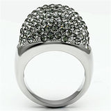 High polished (no plating) Stainless Steel Ring with Top Grade Crystal  in Black Diamond