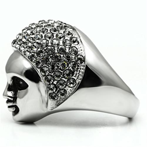 High polished (no plating) Stainless Steel Ring with Top Grade Crystal  in Black Diamond