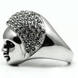 High polished (no plating) Stainless Steel Ring with Top Grade Crystal  in Black Diamond