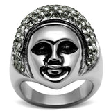 High polished (no plating) Stainless Steel Ring with Top Grade Crystal  in Black Diamond