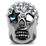 High polished (no plating) Stainless Steel Ring with Top Grade Crystal  in Capri Blue