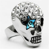 High polished (no plating) Stainless Steel Ring with Top Grade Crystal  in Capri Blue