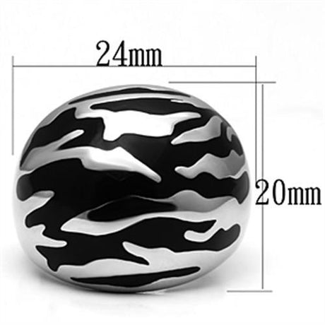High polished (no plating) Stainless Steel Ring with Epoxy  in Jet