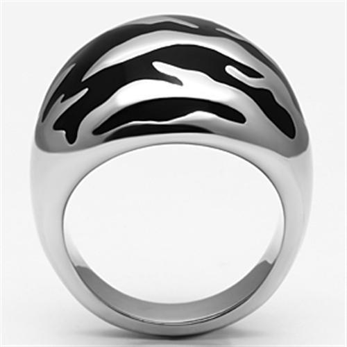 High polished (no plating) Stainless Steel Ring with Epoxy  in Jet