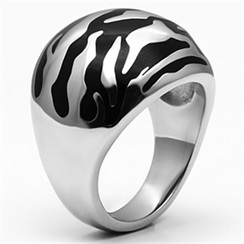 High polished (no plating) Stainless Steel Ring with Epoxy  in Jet