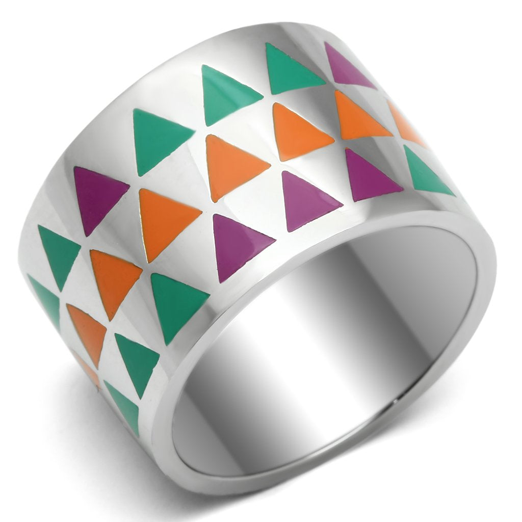 High polished (no plating) Stainless Steel Ring with Epoxy  in Multi Color