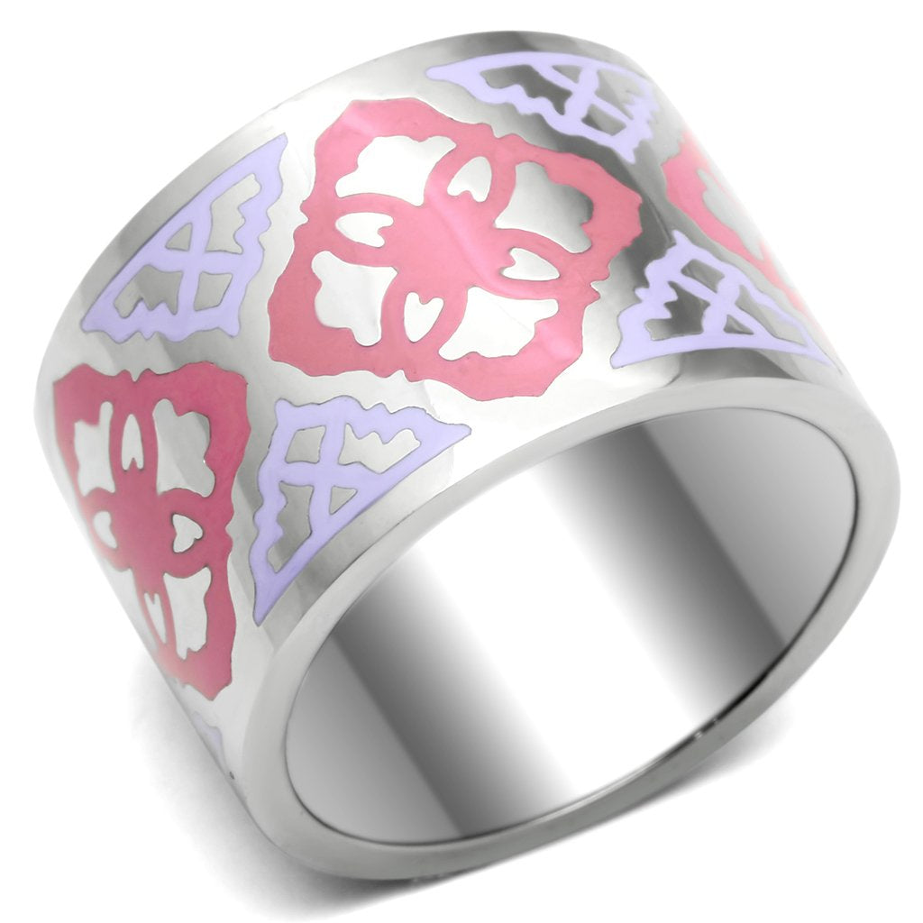 High polished (no plating) Stainless Steel Ring with Epoxy  in Multi Color